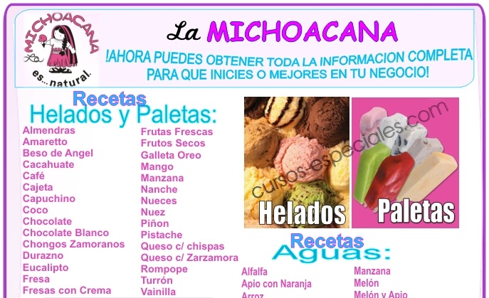 Recetas La Michoacana: Helados, Paletas y Aguas - RECETARIOS Y MANUALES